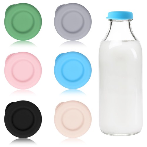 6pcs milk glass bottle - glass, tops