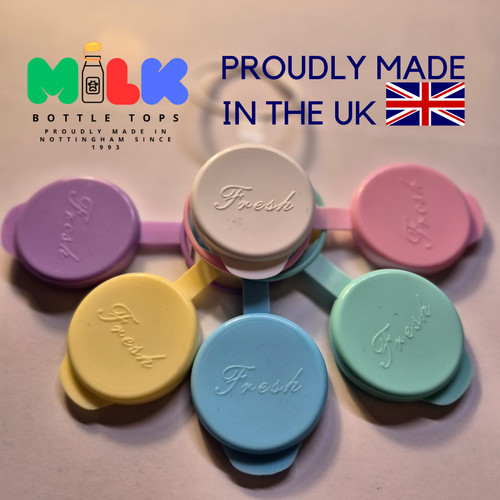 Milk bottle tops pastels - milk,